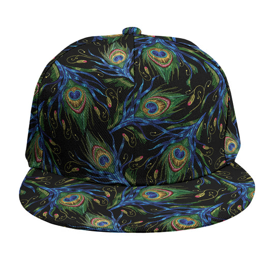 Embroidery Peacock Feather Print Snapback Cap