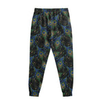 Embroidery Peacock Feather Print Sweatpants