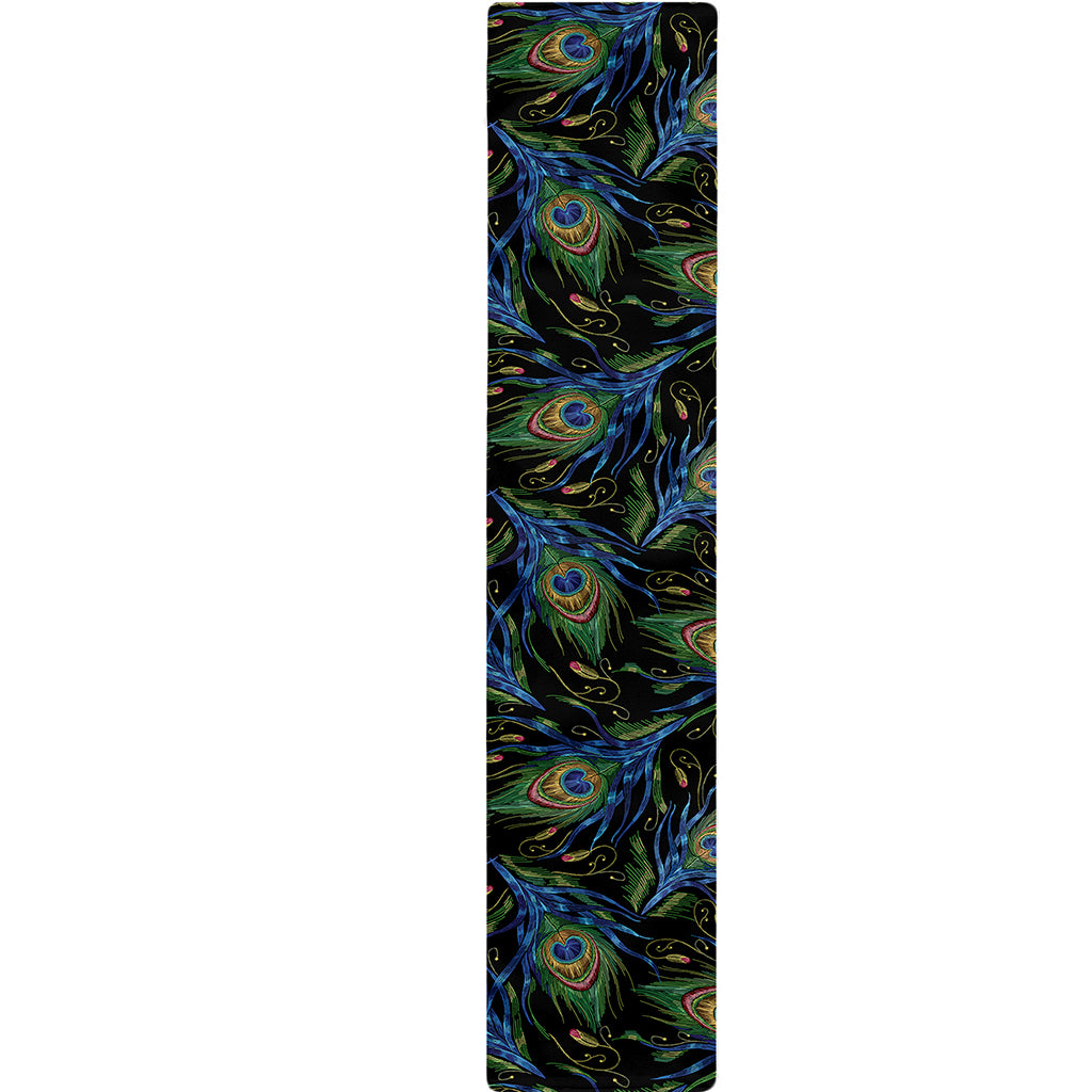 Embroidery Peacock Feather Print Table Runner