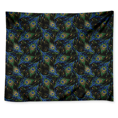 Embroidery Peacock Feather Print Tapestry