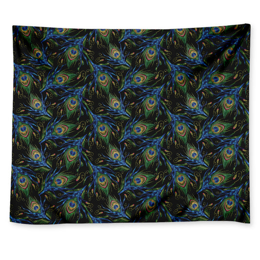 Embroidery Peacock Feather Print Tapestry