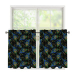 Embroidery Peacock Feather Print Tier Curtains