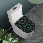 Embroidery Peacock Feather Print Toilet Lid Cover