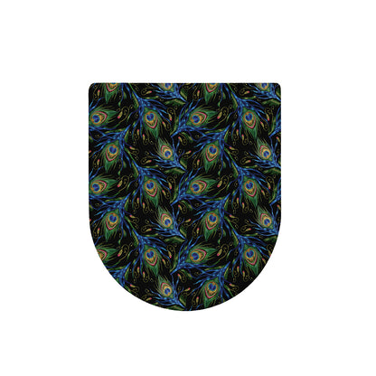 Embroidery Peacock Feather Print Toilet Lid Cover