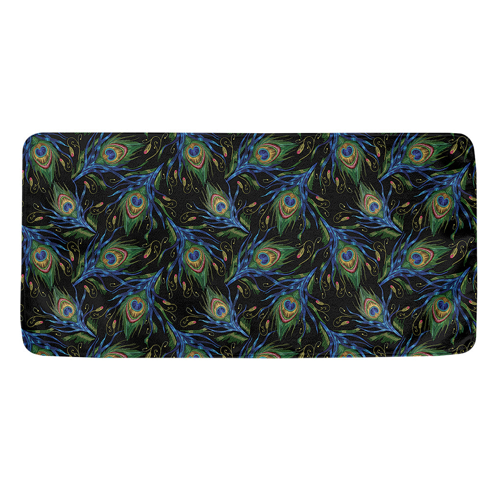 Embroidery Peacock Feather Print Towel