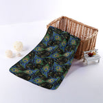 Embroidery Peacock Feather Print Towel