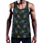 Embroidery Peacock Feather Print Training Tank Top