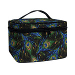 Embroidery Peacock Feather Print Travel Makeup Bag