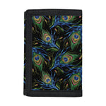 Embroidery Peacock Feather Print Trifold Wallet