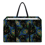 Embroidery Peacock Feather Print Utility Tote Bag