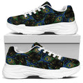 Embroidery Peacock Feather Print White Chunky Shoes