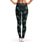 Embroidery Peacock Feather Print Women's Leggings