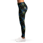 Embroidery Peacock Feather Print Women's Leggings