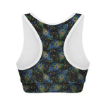 Embroidery Peacock Feather Print Women's Sports Bra