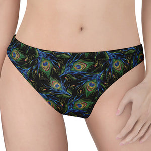 Embroidery Peacock Feather Print Women's Thong