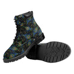Embroidery Peacock Feather Print Work Boots