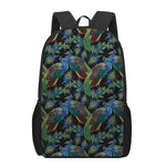 Embroidery Peacock Pattern Print 17 Inch Backpack
