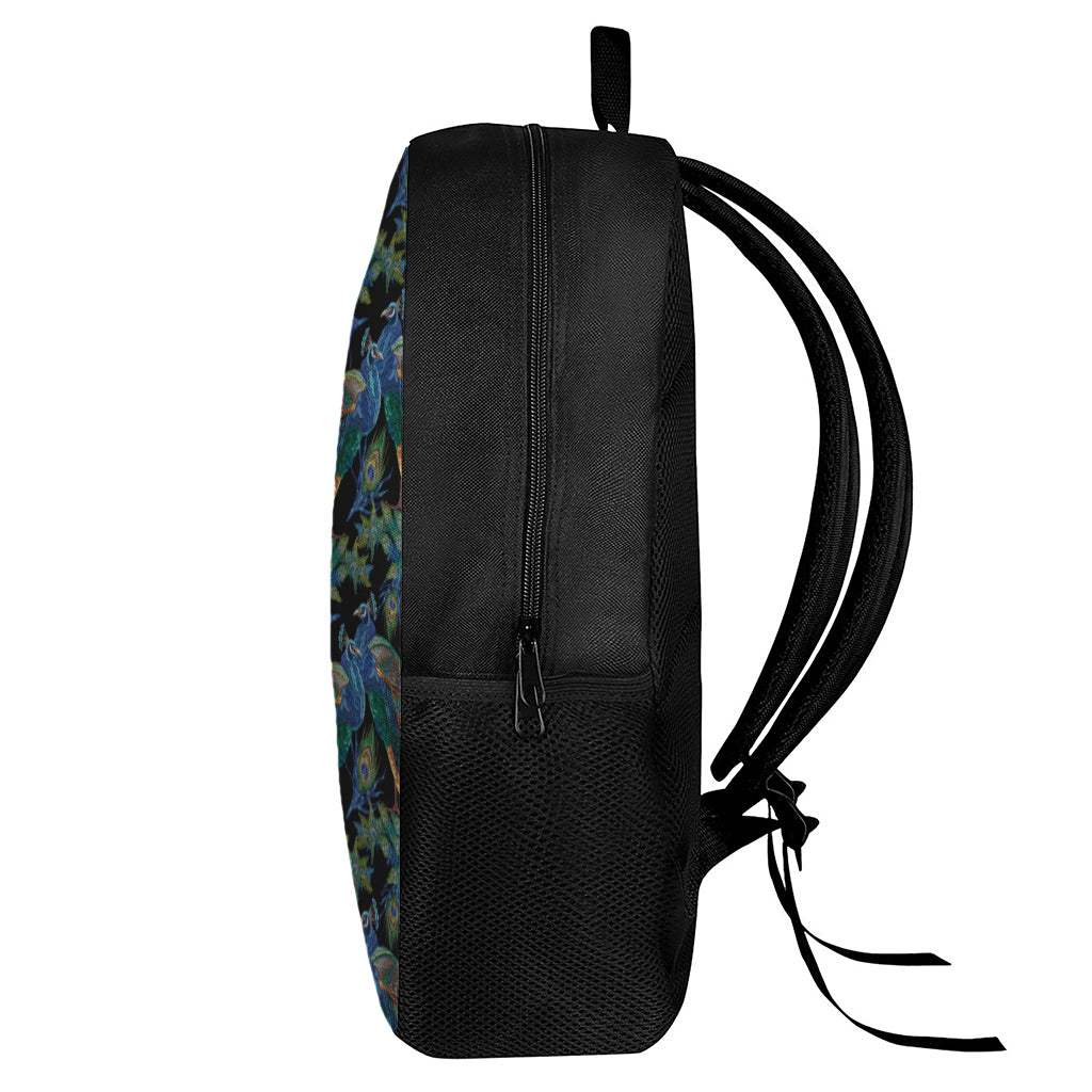 Embroidery Peacock Pattern Print 17 Inch Backpack