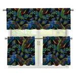 Embroidery Peacock Pattern Print 3 Piece Kitchen Curtains