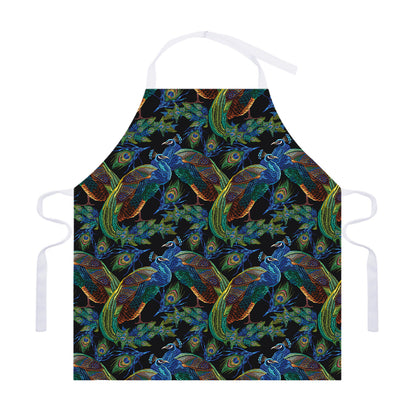 Embroidery Peacock Pattern Print Adjustable Apron