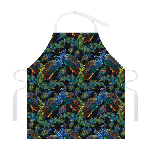Embroidery Peacock Pattern Print Adjustable Apron