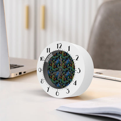 Embroidery Peacock Pattern Print Alarm Clock