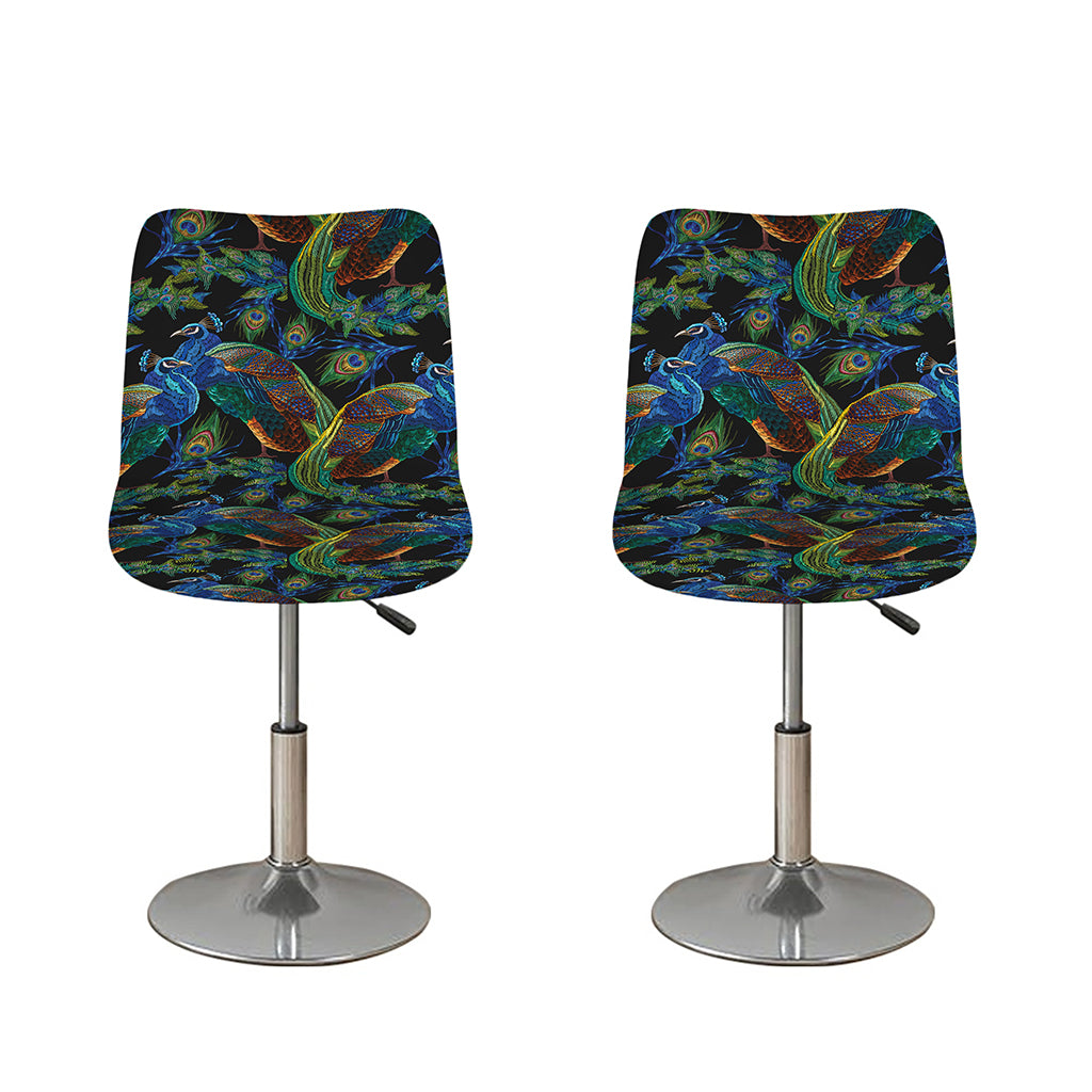 Embroidery Peacock Pattern Print Bar Stool Covers