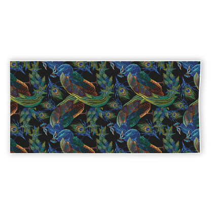 Embroidery Peacock Pattern Print Beach Towel