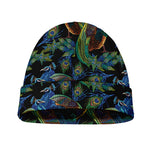 Embroidery Peacock Pattern Print Beanie