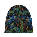 Embroidery Peacock Pattern Print Beanie