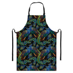 Embroidery Peacock Pattern Print Bib Apron With Pocket
