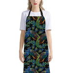Embroidery Peacock Pattern Print Bib Apron With Pocket