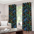 Embroidery Peacock Pattern Print Dimout Grommet Curtains