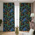 Embroidery Peacock Pattern Print Dimout Pencil Pleat Curtains