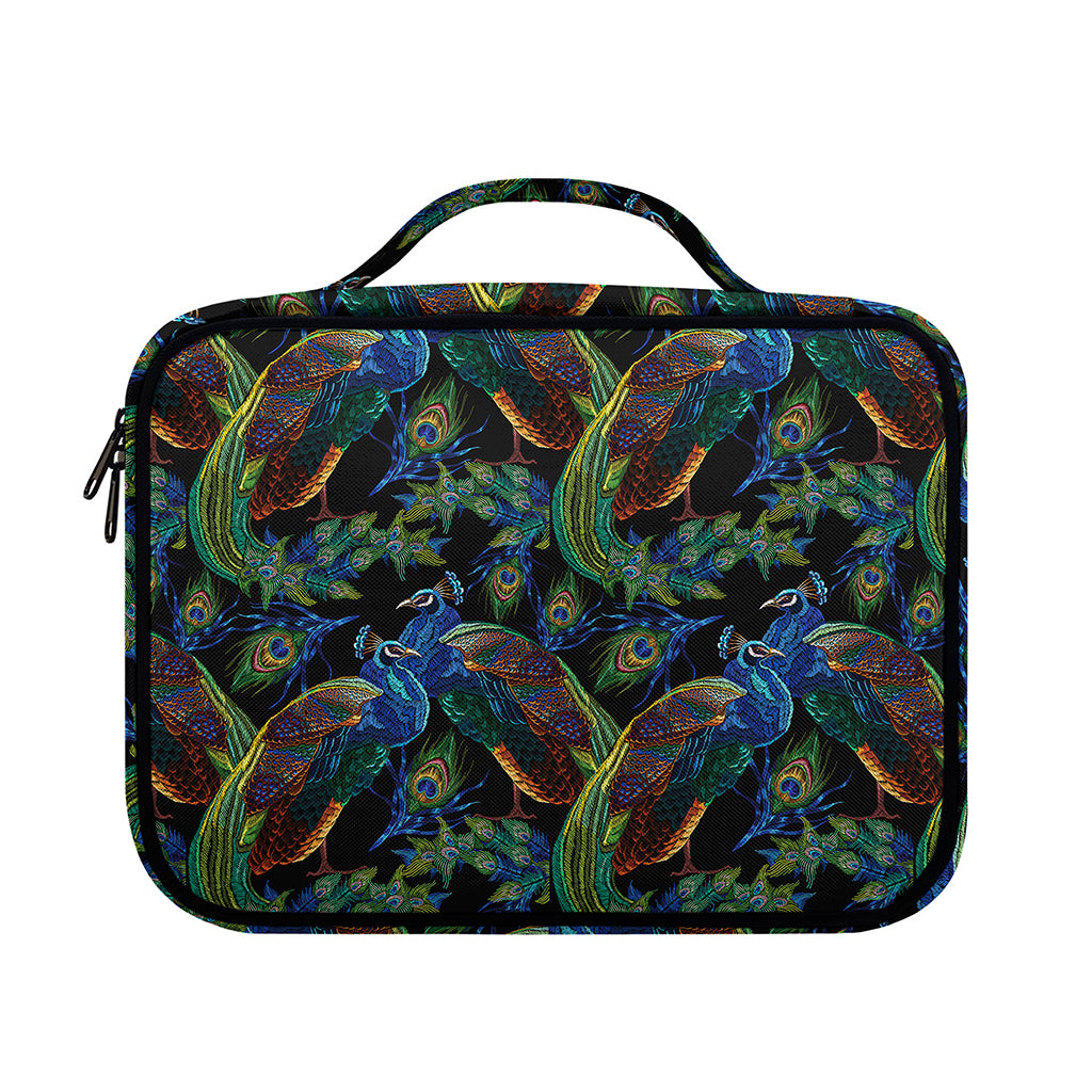 Embroidery Peacock Pattern Print Briefcase Bible Bag