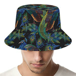 Embroidery Peacock Pattern Print Bucket Hat