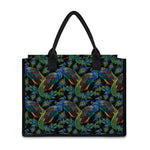 Embroidery Peacock Pattern Print Canvas Tote Bag