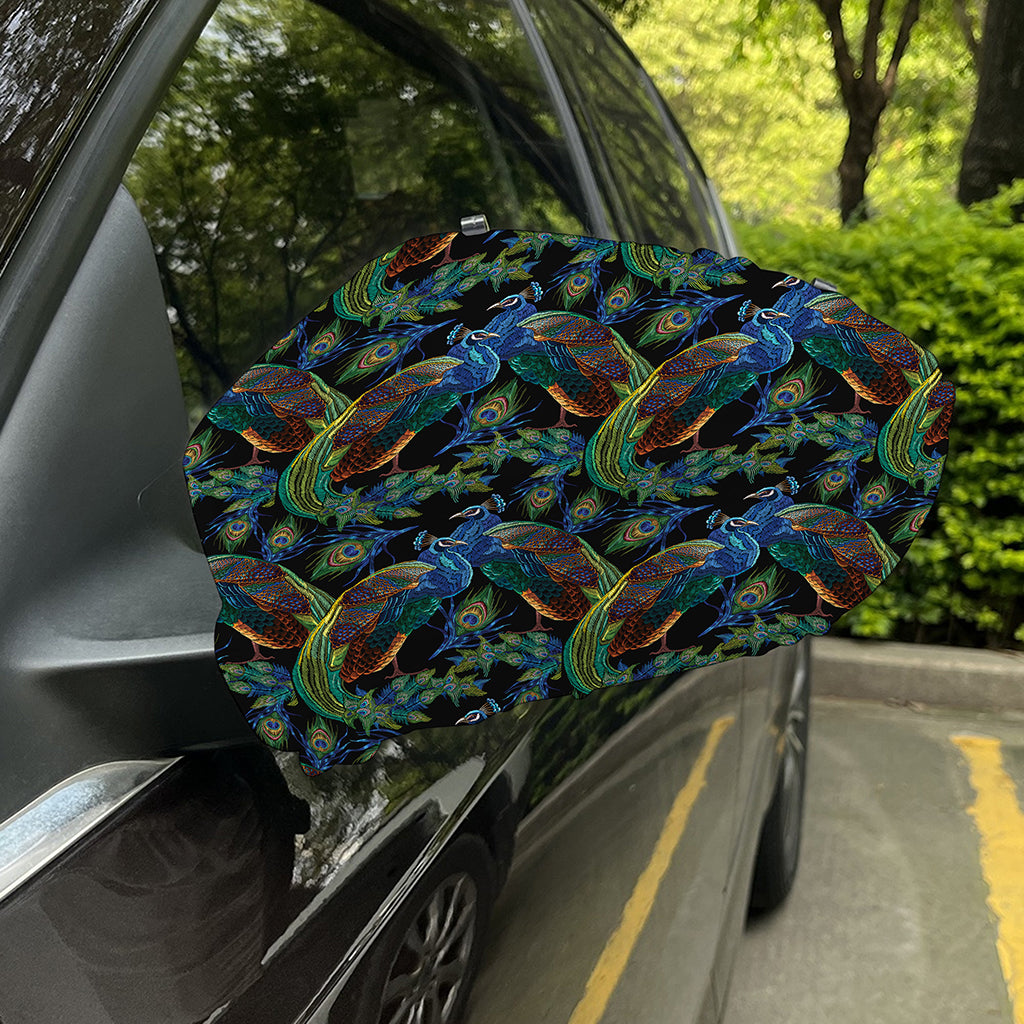 Embroidery Peacock Pattern Print Car Side Mirror Covers