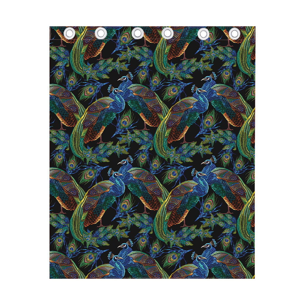 Embroidery Peacock Pattern Print Curtain