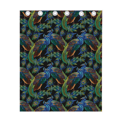 Embroidery Peacock Pattern Print Curtain