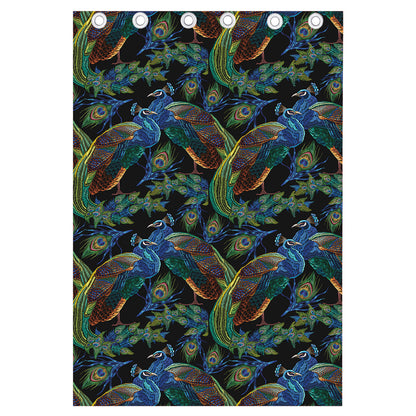 Embroidery Peacock Pattern Print Curtain