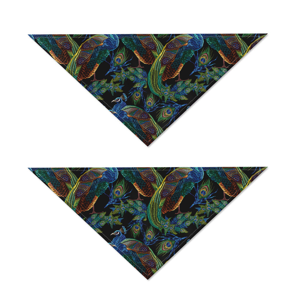 Embroidery Peacock Pattern Print Dog Bandana