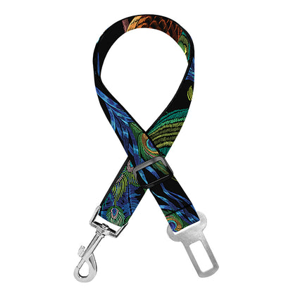 Embroidery Peacock Pattern Print Dog Seat Belt
