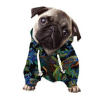 Embroidery Peacock Pattern Print Dog Zip Up Hoodie
