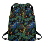 Embroidery Peacock Pattern Print Drawstring Backpack