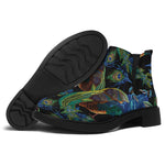Embroidery Peacock Pattern Print Flat Ankle Boots