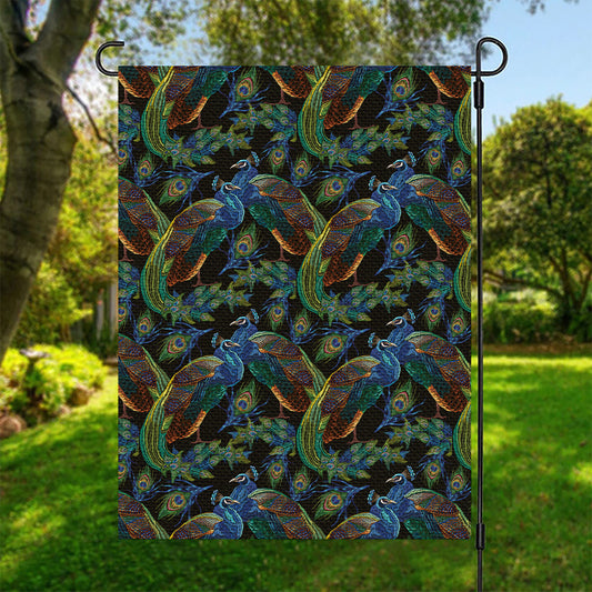 Embroidery Peacock Pattern Print Garden Flag