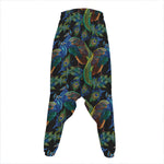 Embroidery Peacock Pattern Print Hammer Pants
