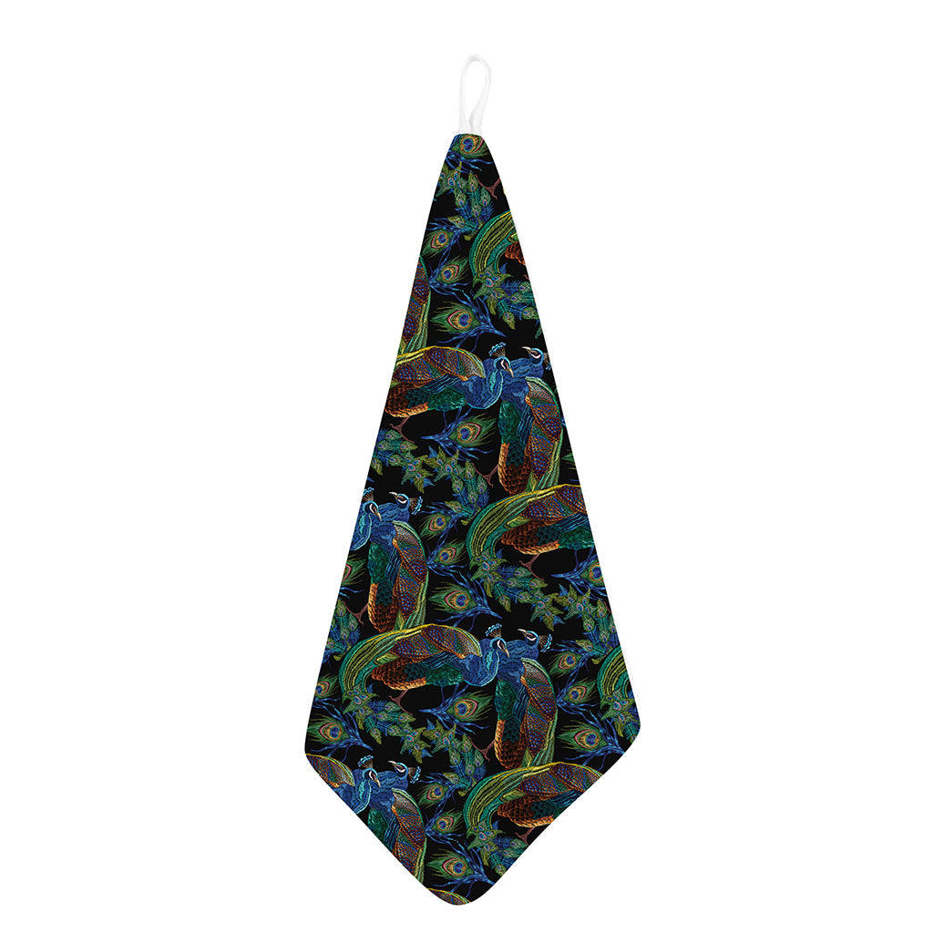 Embroidery Peacock Pattern Print Hand Towel