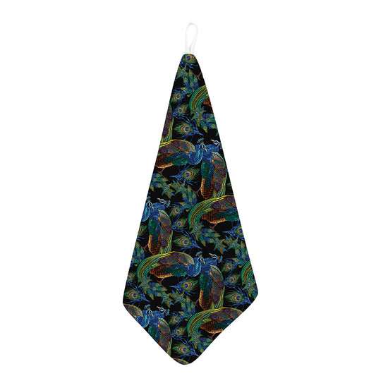 Embroidery Peacock Pattern Print Hand Towel